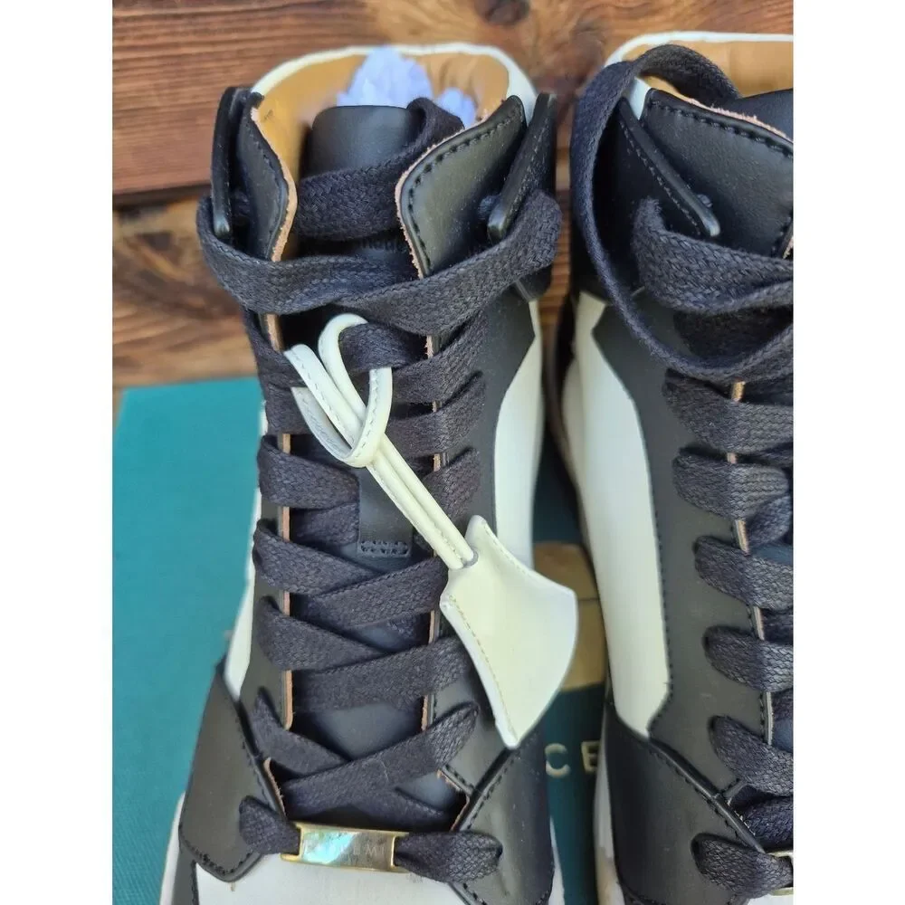 Buscemi High-Top Lace-Up Sneakers Black White Size 8